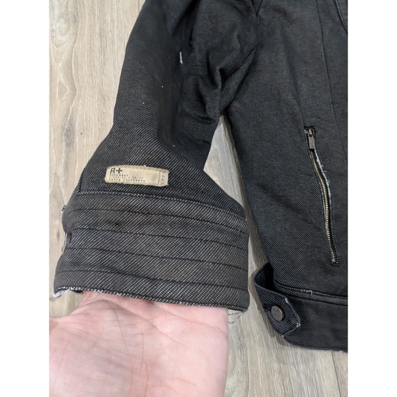 Rocawear Denim Company 2XL Black Moto-Style Jacket Asym Zip Streetwear Hip... - Picture 3 of 16